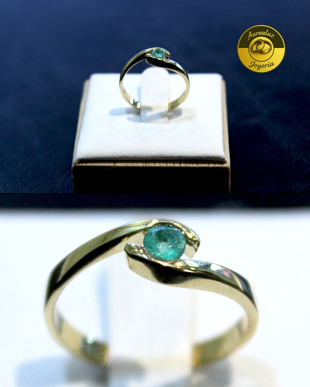 Anillo oro amarillo 18k esmeralda