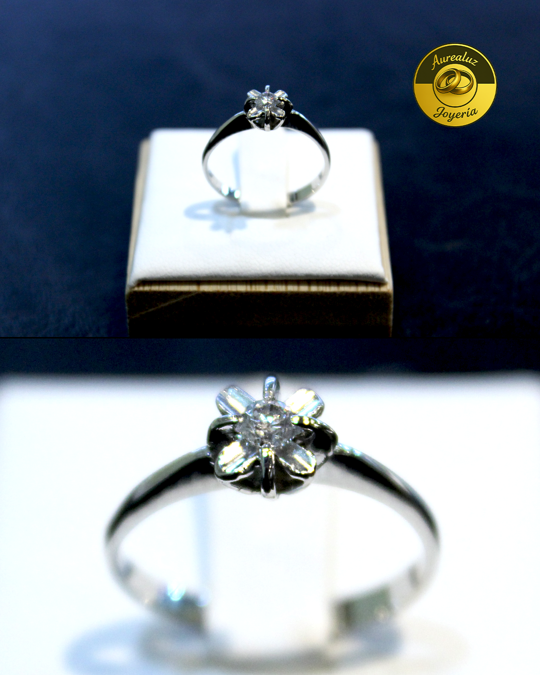 Anillo oro blanco 18k con brillante