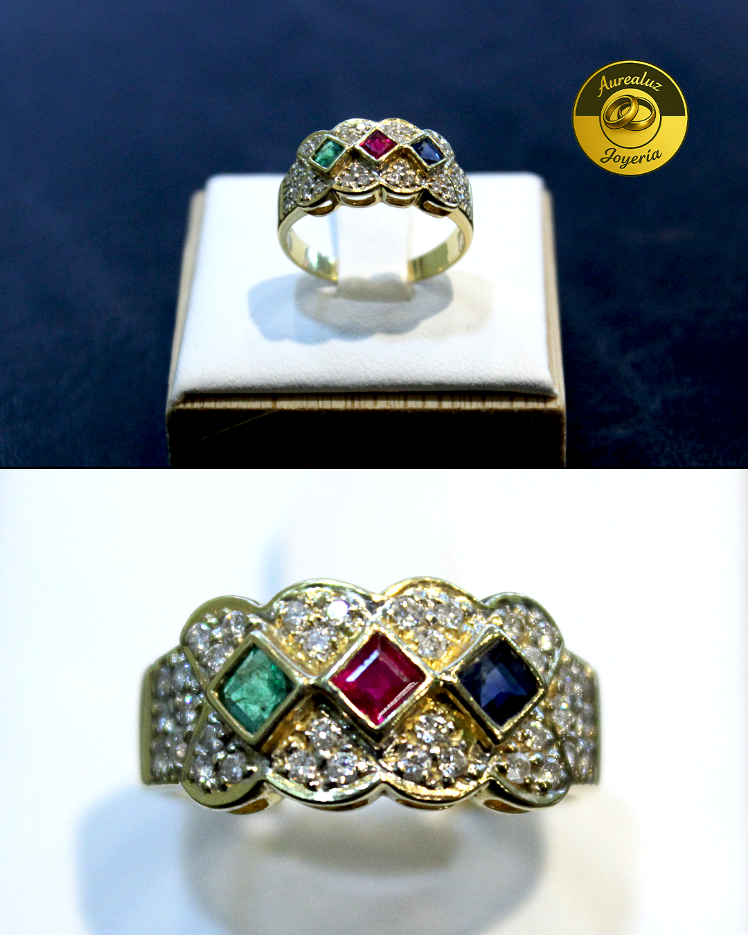 Anillo con piedras y brillantes