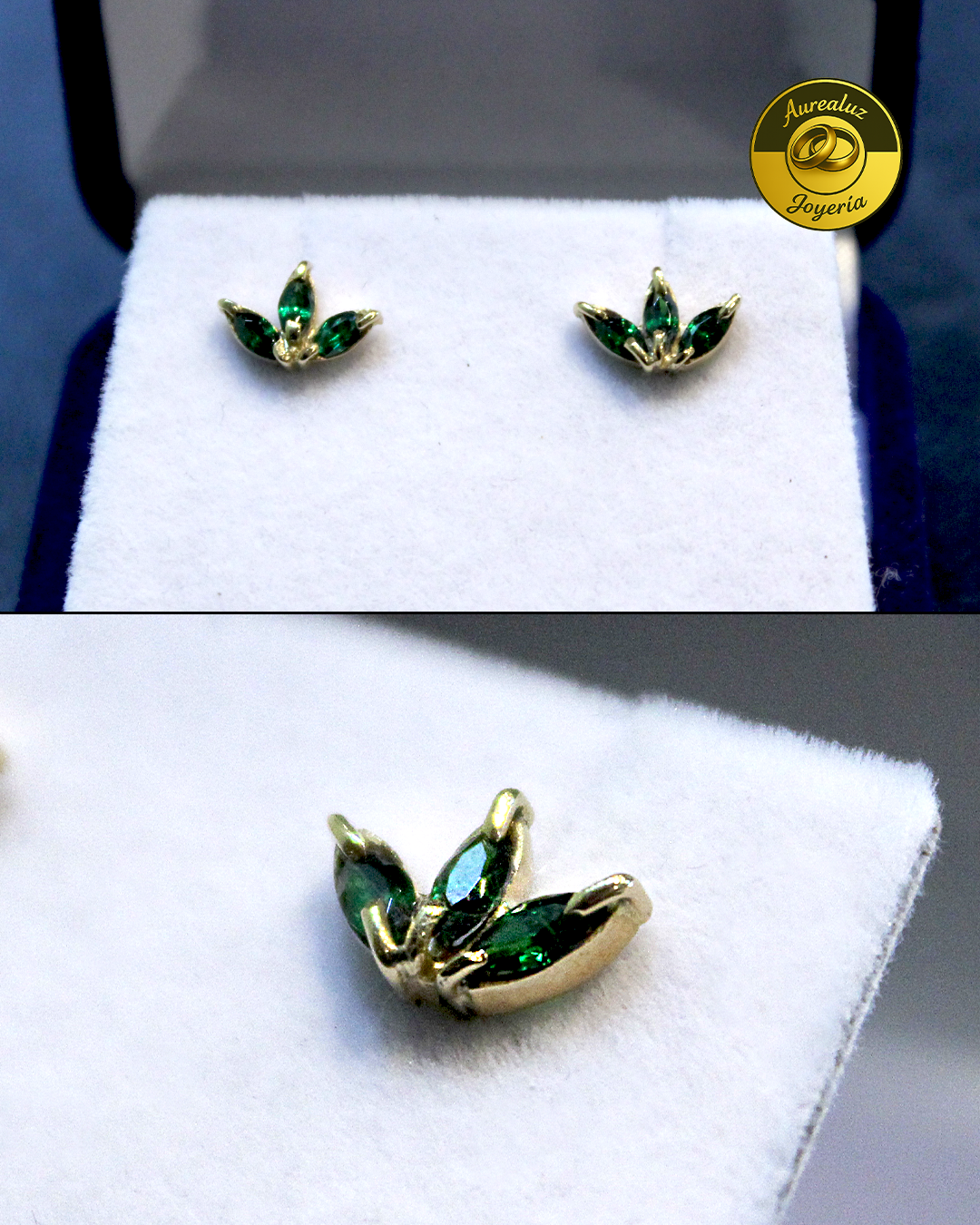 Aros de oro amarillo con circón